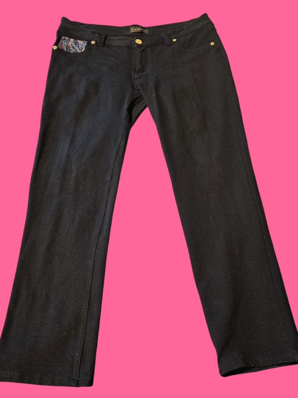 COOGI Black Flare Pants with Embellished Pocket